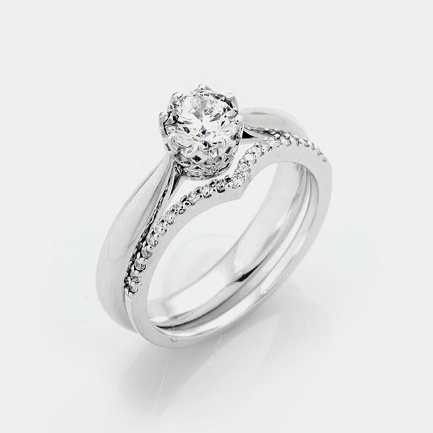 로맨틱 러브 다이아몬드 반지 [0.3CT] + 가드링
